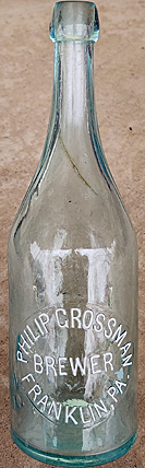 PHILIP GROSSMAN BREWER EMBOSSED BEER BOTTLE