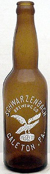 SCHWARZENBACH BREWING COMPANY EMBOSSED BEER BOTTLE