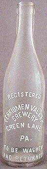 PERKIOMEN VALLEY BREWERY EMBOSSED BEER BOTTLE