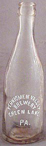 PERKIOMEN VALLEY BREWERY EMBOSSED BEER BOTTLE