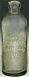 PERKIOMEN VALLEY BREWERY EMBOSSED BEER BOTTLE