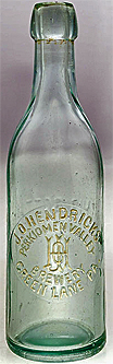 J.O. HENDRICKS PERKIOMEN VALLEY BREWERY EMBOSSED BEER BOTTLE