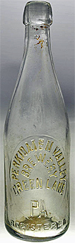 PERKIOMEN VALLEY BREWERY EMBOSSED BEER BOTTLE