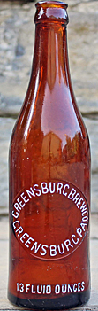 GREENSBURG BREWING COMPANY EMBOSSED BEER BOTTLE