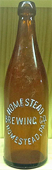 HOMESTEAD BREWING COMPANY EMBOSSED BEER BOTTLE