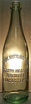 JOSEPH HAEFNER BREWERY EMBOSSED BEER BOTTLE