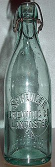 SPRENGER BREWING COMPANY EMBOSSED BEER BOTTLE