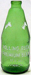 ROLLING ROCK PREMIUM BEER EMBOSSED BEER BOTTLE