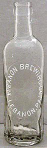 LEBANON BREWING COMPANY EMBOSSED BEER BOTTLE