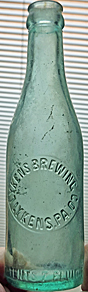 LYKENS BREWING COMPANY EMBOSSED BEER BOTTLE