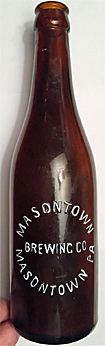 MASONTOWN BREWING COMPANY EMBOSSED BEER BOTTLE