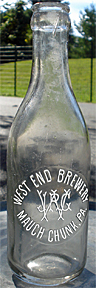 WEST END BREWERY EMBOSSED BEER BOTTLE