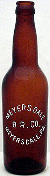 MEYERSDALE BREWING COMPANY EMBOSSED BEER BOTTLE