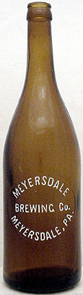 MEYERSDALE BREWING COMPANY EMBOSSED BEER BOTTLE