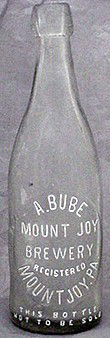 ALOIS BUBE MOUNT JOY BREWERY EMBOSSED BEER BOTTLE