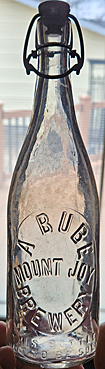 ALOIS BUBE MOUNT JOY BREWERY EMBOSSED BEER BOTTLE