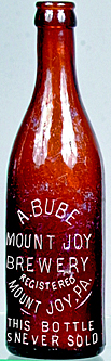 ALOIS BUBE MOUNT JOY BREWERY EMBOSSED BEER BOTTLE