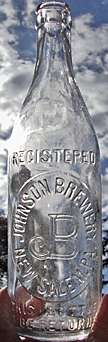 JOHNSON BREWERY EMBOSSED BEER BOTTLE