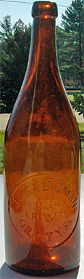 J. J. SALTZMANN PALACE HILL BREWERY EMBOSSED BEER BOTTLE