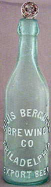 LOUIS BERGDOLL BREWING COMPANY EMBOSSED BEER BOTTLE