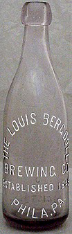 LOUIS BERGDOLL BREWING COMPANY EMBOSSED BEER BOTTLE