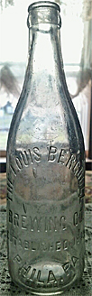 LOUIS BERGDOLL BREWING COMPANY EMBOSSED BEER BOTTLE