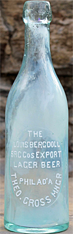 LOUIS BERGDOLL BREWING COMPANY EMBOSSED BEER BOTTLE