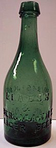 BLAESS & BERGMANNS LAGER BEER EMBOSSED BEER BOTTLE