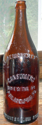 CONSUMERS BREWING COMPANY EMBOSSED BEER BOTTLE