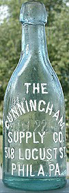 THE CUNNINGHAM SUPPLY COMPANY WEISS BEER EMBOSSED BEER BOTTLE