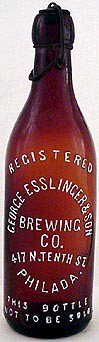 GEORGE ESSLINGER & SON BREWING COMPANY EMBOSSED BEER BOTTLE