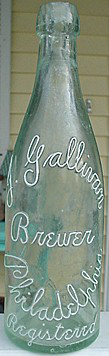 J. GALLIVAN BREWER EMBOSSED BEER BOTTLE