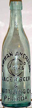 GERMAN AMERICAN LAGER BEER & BOTTLING COMPANY EMBOSSED BEER BOTTLE