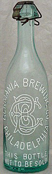 GERMANIA BREWING COMPANY EMBOSSED BEER BOTTLE