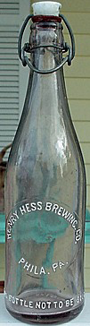 HENRY HESS BREWING COMPANY EMBOSSED BEER BOTTLE