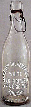 PHILIPP HILDENBRAND WHITE BEAR BREWERY EMBOSSED BEER BOTTLE