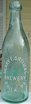 HENRY F. ORTLIEBS BREWERY EMBOSSED BEER BOTTLE