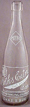 POTH'S EXTRA BEER EMBOSSED BEER BOTTLE