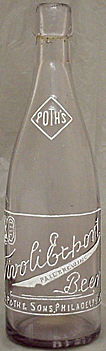 POTH'S TIVOLI EXPORT BEER EMBOSSED BEER BOTTLE