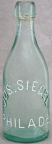 JOSEPH SIEGEL WEISS BEER EMBOSSED BEER BOTTLE