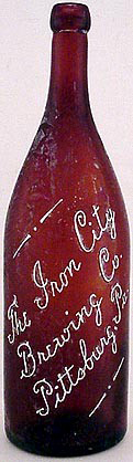 THE IRON CITY BREWING COMPANY EMBOSSED BEER BOTTLE