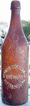 HERMAN STRAUB & COMPANY BREWERS EMBOSSED BEER BOTTLE