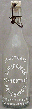 S. FRIEDMAN BEER BOTTLER EMBOSSED BEER BOTTLE