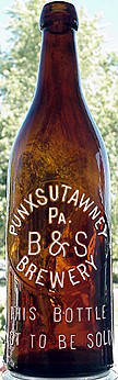 B & S BREWERY EMBOSSED BEER BOTTLE