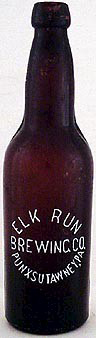 ELK RUN BREWING COMPANY EMBOSSED BEER BOTTLE