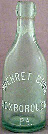 BOEHRET BROTHERS WEISS BEER EMBOSSED BEER BOTTLE