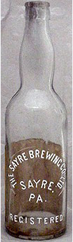 THE SAYRE BREWING COMPANY LIMITED EMBOSSED BEER BOTTLE