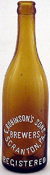 E. ROBINSON'S SONS BREWERS EMBOSSED BEER BOTTLE