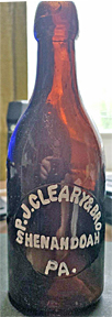 P. J. CLEARY & BROTHER WEISS BeER EMBOSSED BEER BOTTLE