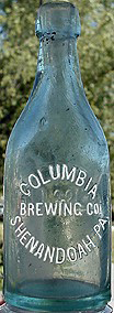 COLUMBIA BREWING COMPANY EMBOSSED BEER BOTTLE